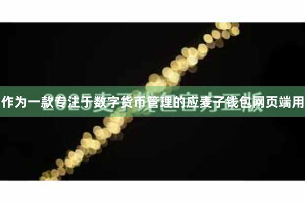 作为一款专注于数字货币管理的应麦子钱包网页端用