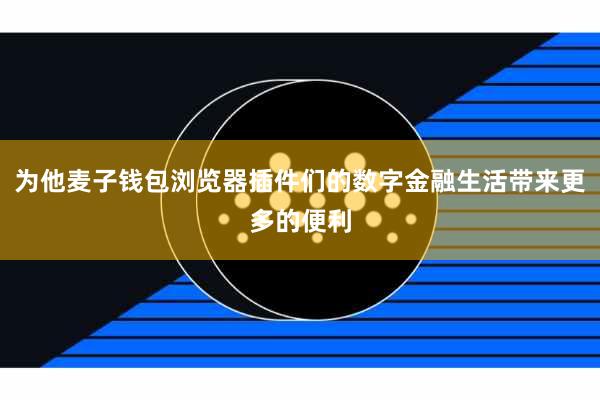 为他麦子钱包浏览器插件们的数字金融生活带来更多的便利